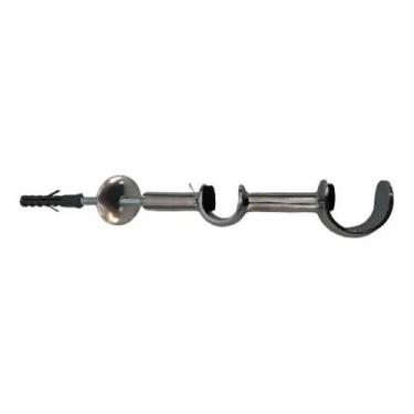 Imagem de Kit 3 suportes duplo alongado para varão 28/19mm - cromado - DECOR LÍD