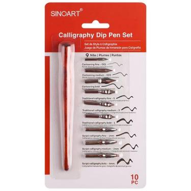 Imagem de Kit Calligraphy Dip Pen Set Sinoart com 10 Peças