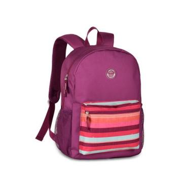 Imagem de Mochila Bolsa Costas Escolar Passeio - Feminina - Clio, ROXA - LISTRAD