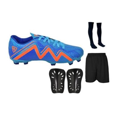 Imagem de Chuteira Campo Control Speed Gramado Travas Futebol Nova + Meião Short
