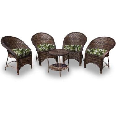 Imagem de Conjunto de Poltronas Fibra Sintética Miami - 4 Poltronas + 1 Mesa Cen