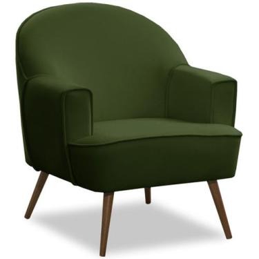 Imagem de Poltrona para Sala Decorativa Pés Palito Pérola - Konfort, Veludo Verd