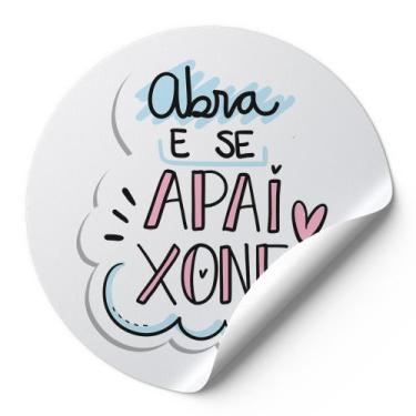 Imagem de 120 Etiquetas Redondas Adesivas Auto Colante Abra E Se Apaixone Modelo