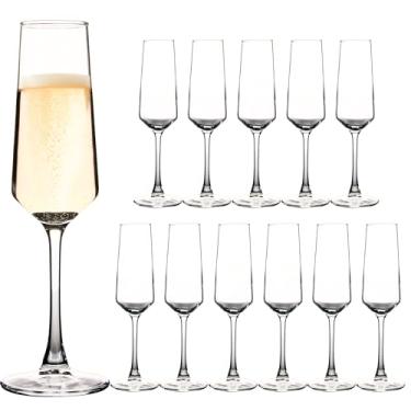Imagem de HAKEEMI Taças de champanhe - Conjunto de 12 taças de champanhe elegantes, para casamento, Natal - 212 g, ideia para vinho espumante - pode ser lavado na lava-louças