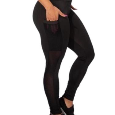 Imagem de Calça Legging Feminina De Academia Com Bolso Lateral Cintura Alta Fitn