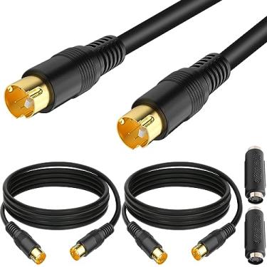 Imagem de DKARDU Cabo S-Video SVHS 4 pinos SVideo Macho para Macho Acoplador Adaptador para Super Video TV Camcorder VHS DVR DVD Players, Mini Din Fio de 4 Pinos S-VHS Plugues banhados a ouro, 2 peças