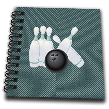 Imagem de 3dRose db_304941_3 Imagem de pinos de boliche, design de linha Aqua - Mini bloco de notas, 10 x 10 cm, multicolorido