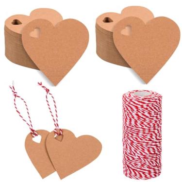 Imagem de 500 peças etiquetas de presente de coração marrom para dia dos namorados etiquetas de papel kraft em forma de coração em branco etiquetas de embrulho de presente etiquetas de coração de papel com