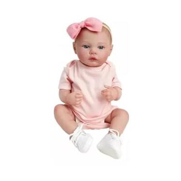 Imagem de Boneca Reborn Bebê Pintada Realista 48cm Menina Fofa Corpo de Silicone