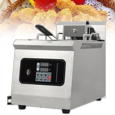 Imagem de Fritadeira elétrica de mesa de elevação automática, fritadeira comercial de cilindro único de 14L, cabeça rotativa de 90°, 0-180 °C, painel de toque inteligente, equipamento de fritura francesa de