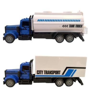 Imagem de Kit 2 Caminhão city De Ferro,Plastico Colecionáveis 12cm  - JJT