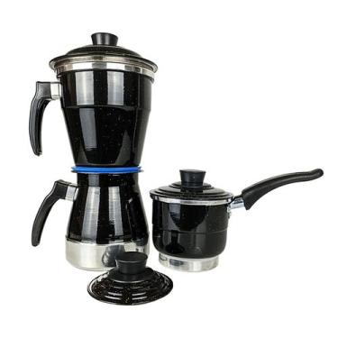 Imagem de Jogo de Panela 3 em 1 Tenha Cafeteira Italiana de Fogão Leiteira e Cus