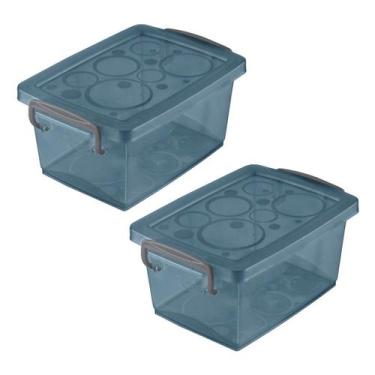 Imagem de Kit 2 Caixa Organizadora Pequena com Trava 1,5L Cristal Ordene