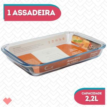 Imagem de Assadeira Vidro Retangular 2,2L Forno Massas S/ Tampa - CasaVita, Reta