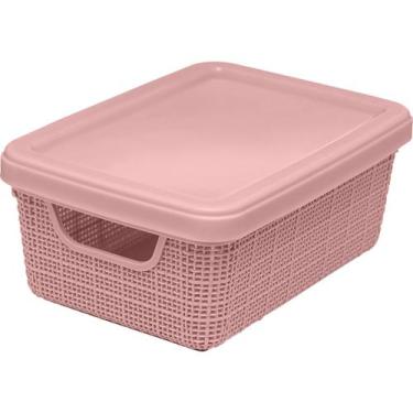 Imagem de Caixa Organizadora Multiuso Juta Com Tampa 5 Litros - Jaguar, Rosa