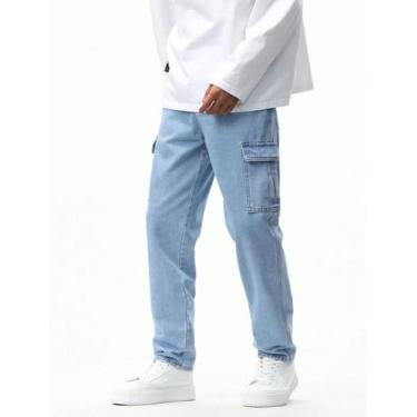 Imagem de Calça Cargo Balão Jeans Moda Masculino Larga Streetwear - Mitchelgutto