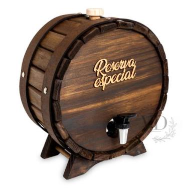 Imagem de Barrica Pingômetro Redonda Premium 01 Litro Revestida de Madeira - VDD