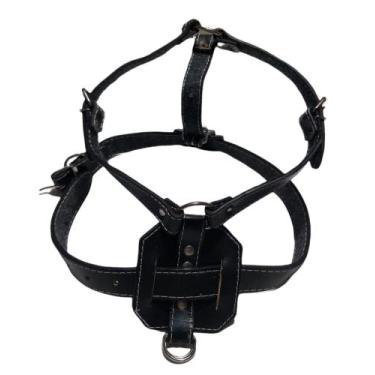 Imagem de Peitoral Pitbull Rottweiler Pastor em Couro Regulável com Tiras - Shop