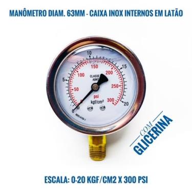 Imagem de Manômetro Diam.63mm - Vertical - Escala 0-20 Kgf/cm2 X 300 Psi - LRPRO
