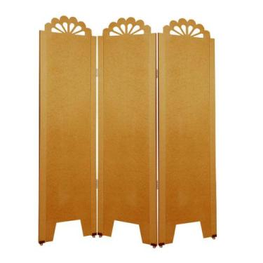 Imagem de Biombo Liso com Detalhes 3 Folhas c/ 06 Pezinhos - ComercialMasul