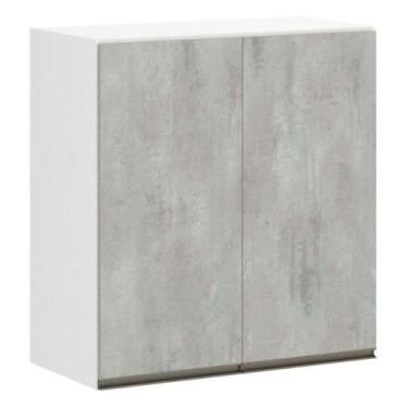 Imagem de Armário Perola 70cm 2 Portas Branco Polar C/Concreto - LUCIANE MÓVEIS