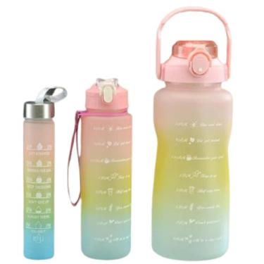Imagem de Kit com 3 Garrafas De Água Com Canudo Squeeze 2 LITROS - 1LITRO  e 500