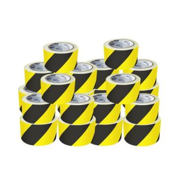 Imagem de Kit 20 Fita Zebrada Amarela e Preta Rolo 7cmx200m Isolamento Sinalizaç