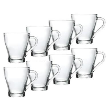 Imagem de Jogo 8 Canecas Xícara Café Cappuccino Expresso Vidro 250ml - CLICK HOU