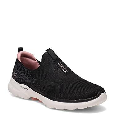 Imagem de Tênis Go Walk 6 - Glimmering, Skechers, Feminino, Preto / Rosa Choque, 35