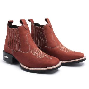 Imagem de Botina Bota Texana Country Unissex Bico Quadrado Couro - Pessoni, Cast