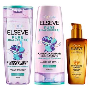 Imagem de Elseve Pure Hialurônico Kit  Shampoo + Condicionador + Óleo Extraordin
