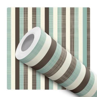 Imagem de Papel De Parede Vinílico Linho Listras Verde Sala Quarto 12m - DELIQUA