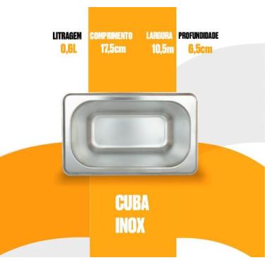 Imagem de Cuba Gn Inox Gastronômica 1/9 X 65 Rechaud Buffet Sem Alça - AZ135