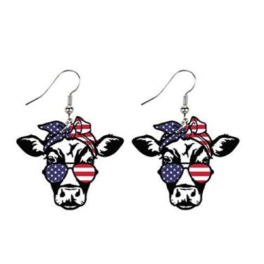 Imagem de Brincos patrióticos de 4 de julho, vermelho, branco e azul, bandeira americana, óculos de estrela, goblin de acrílico, joias femininas, presente do dia da independência, Metal Acrílico, Metal