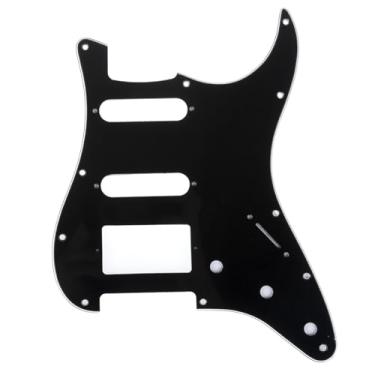 Imagem de Musiclily Pro 11 Furos Estilo Moderno Escudo HSS Pickguard Strato para Guitarra Americanaa Stratocaster, 3 Camadas Preto