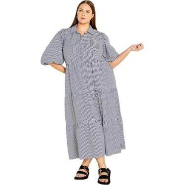 Imagem de City Chic Vestido plus size, vestido com claraboia, Azul-marinho/branco, 46