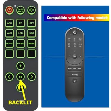 Imagem de Controle remoto de substituição para Ultimea Apollo Nova S50 Dolby U2120 Soundbar (com luz de fundo verde e botões grandes)