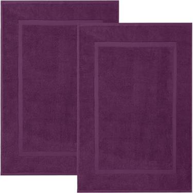 Imagem de DAN RIVER Tapete de banho clássico - Purple Passion, 100% algodão fiado, pacote com 2, 53 x 86 cm, 800 g/m², antiderrapante, absorvente, secagem rápida, tapetes de banheiro laváveis na máquina para