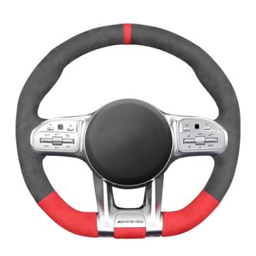 Imagem de MEWANT Capa de volante Alcantara para Mercedes-Benz AMG GT / E63 AMG / G63 AMG / C43 AMG / C63 AMG / CL63 AMG / CLA45 AMG / CLS53 AMG / E53 AMG / E63 AMG/GLA35 AMG / GLA45 AMG / GLA45 AMG / GLA45 AMG