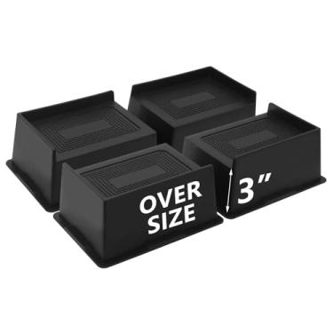 Imagem de HANIHUA Pacote com 4 peças de elevação para cama de 7,6 cm, peças sobressalentes de móveis grandes, resistentes, elevadores de cama extra largos para sofá, mesa, sofá, dormitório solteiro GG,