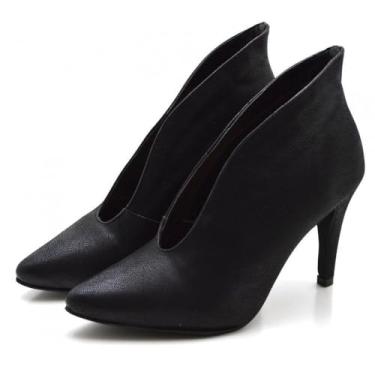 Imagem de Sandália Lisa Feminina Ankle Boot Moda Casual Aberta Salto e Bico Fino Calce Fácil Mulher Elegante