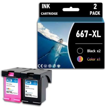 Imagem de Cartucho de tinta 667XL de substituição para impressoras HP Deskjet Ink Advantage 1275 2374 2375 2376 2775 2776 6475 6476 6075, impressão clara, 1 conjunto - 1 pacote