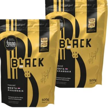 Imagem de Kit Com 2 Ervas Black Erva Mate Tereré 500g cada Premium Gourmet + Acompanha Medidor (MENTA PARAGUAIA)