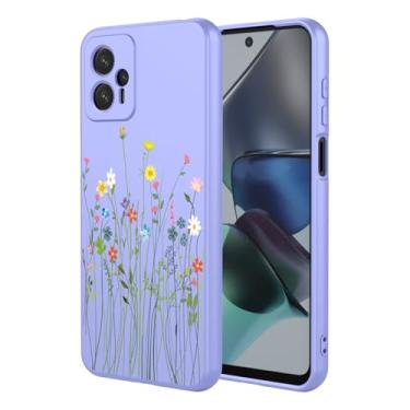 Imagem de HTXWXJC Capa de telefone para Moto G23, Motorola G13 XT2331 XT2333 capa à prova de choque flexível bumper TPU capa macia padrão flor capa de telefone para Motorola Moto G23 flor roxa