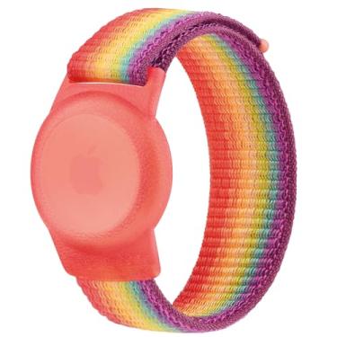 Imagem de Vancle Pulseira infantil para Apple AirTag, capa protetora para rastreador GPS com pulseira de nylon, pulseira de relógio ajustável antiperda para bebês e idosos