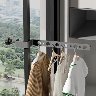 Imagem de Boxonly Escorredor de roupas básico dobrável para uso interno/externo com 11 furos - preto, economiza espaço, portátil, alumínio resistente para espaços pequenos, varanda, banheiro, viagem e