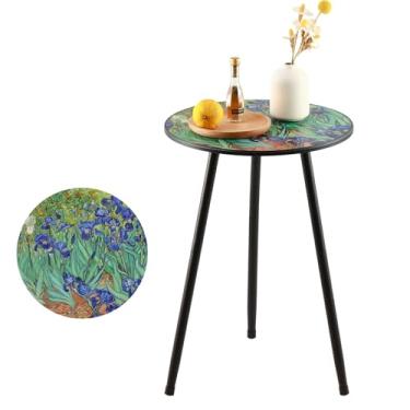 Imagem de Mesa lateral externa 1 peça de mesa lateral de pátio para mesas externas pequena mesa de canto redonda mesa lateral de metal moderna externa, pátio, interior, quarto, sala de estar, espaços pequenos