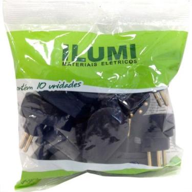 Imagem de Pino Prensa Cabo Ilumi Gigante 2 Polos+Terra 10A Preto 1418Pct - Kit C