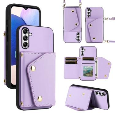 Imagem de Dibosom Capa carteira de luxo para Samsung Galaxy S24 FE 5G com bolsa fina e fina e alça de ombro, suporte de cartão de crédito de couro PU, acessórios para celular para S 24 EF S24FE 24S feminino