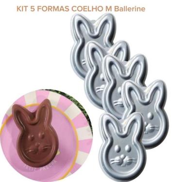Imagem de KIT 5 Formas Ballerine Coelho Bolo Pudim M 20x12,5x4cm CAPARROZ